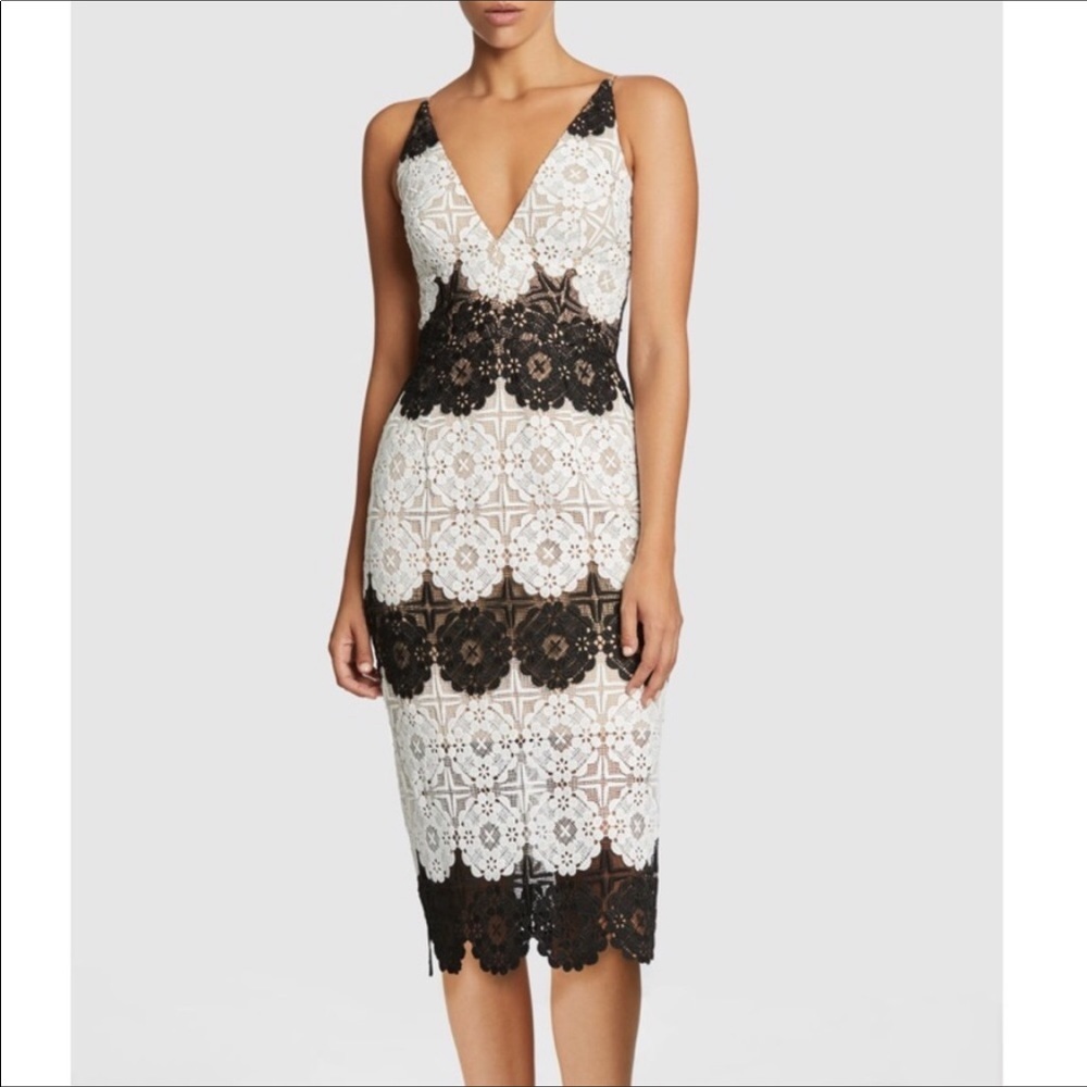 Dress the Population Black and White Lace Dress